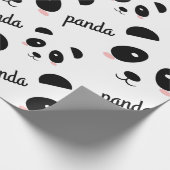 Papier Cadeau Cute Panda Face Motif Anniversaire Blanc (Coin)