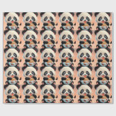 Papier Cadeau Cute Panda manger Ramen (Plat)