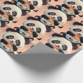 Papier Cadeau Cute Panda manger Ramen (Coin)