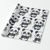 Papier Cadeau Cute Panda Pattern Wrapping Paper – Minimal Black (Déroulé)
