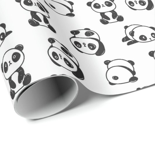 Papier Cadeau Cute Pandas Motif (Coin rond)