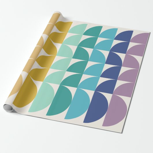 Papier Cadeau Cute Pastel Arc-en-ciel Formes géométriques Motif (Déroulé)