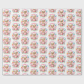 Papier Cadeau Cute Pastel Chiot Labrador - Anniversaire (Plat)