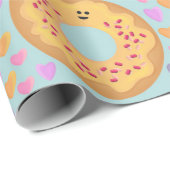 Papier Cadeau Cute Pastel Donuts & Hearts (Coin rond)