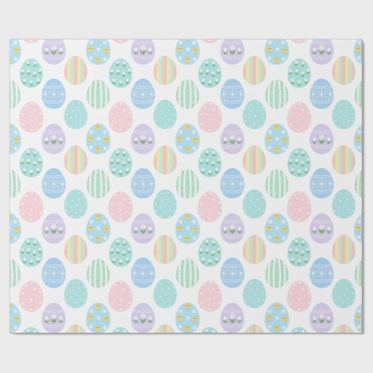 Papier Cadeau Cute Pastel Easter Eggs Pattern (Plat)