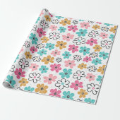 Papier Cadeau Cute Pastel Floral (Déroulé)