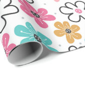 Papier Cadeau Cute Pastel Floral (Coin rond)