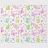 Papier Cadeau Cute Pastel Flying Butterflies (Plat)