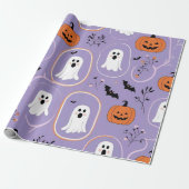 Papier Cadeau Cute Pastel Ghost & Halloween Citrouille (Déroulé)