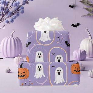 Papier Cadeau Cute Pastel Ghost & Halloween Citrouille