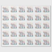 Papier Cadeau Cute Pastel Kitten Gâteau d'anniversaire - Anniver (Plat)