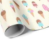 Papier Cadeau Cute Pastel Motif de crème glacée (Coin rond)