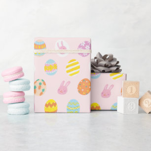 Papier Cadeau Cute Pastel Oeufs de Pâques Motif rose