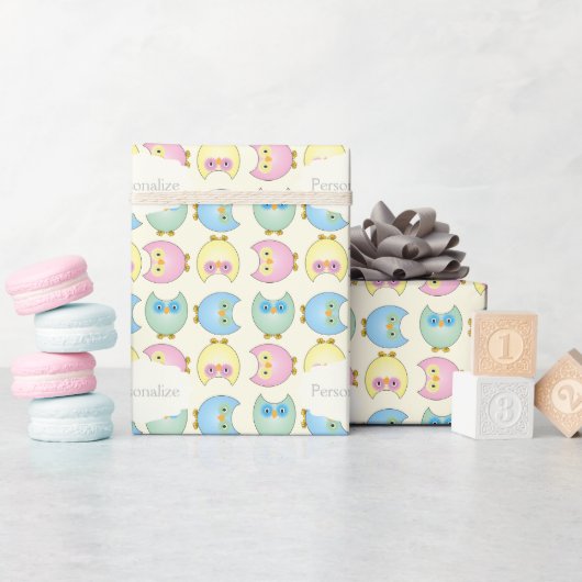 Papier Cadeau Cute Pastel Owls (Baby Shower)