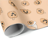 Papier Cadeau Cute Pastel Pumpkin Halloween Pattern Wrapping Pap (Coin rond)