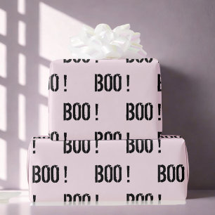 Papier Cadeau Cute Pastel rose "BOO !" Halloween