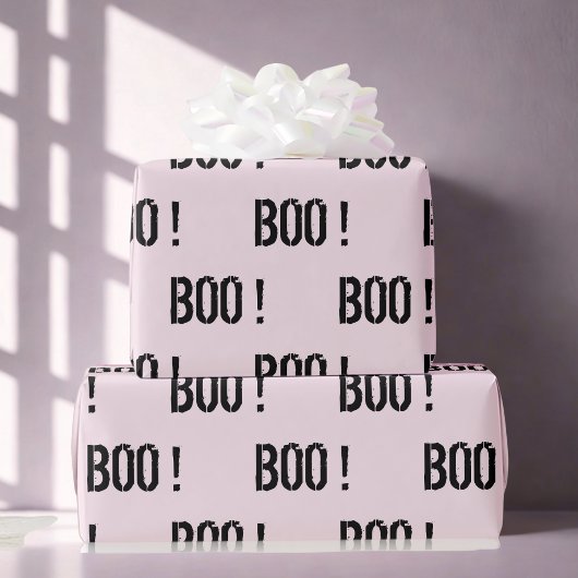 Papier Cadeau Cute Pastel rose "BOO !" Halloween