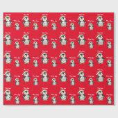 Papier Cadeau Cute penguin Merry Christmas tree winter Xmas (Plat)