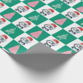 Papier Cadeau Cute Penguin Père Noël Joyeuse fête de Noël (Coin)