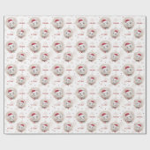 Papier Cadeau Cute Père Noël Elephant Rouge Blanc Nom du garçon  (Plat)