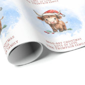 Papier Cadeau Cute Père Noël Highland Nom de la vache Noël (Coin rond)