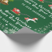 Papier Cadeau Cute Père Noël Unicorn Script moderne Holly Person (Coin)
