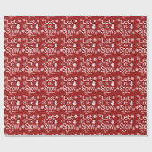 Papier Cadeau Cute Personalized Let it Snow Red Linen Snowman (Plat)