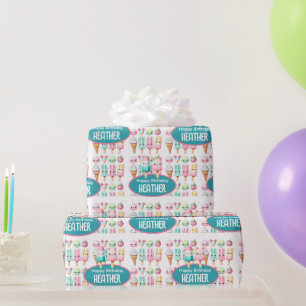 Papier Cadeau Cute Personnalisée IcePop été Anniversaire Filles