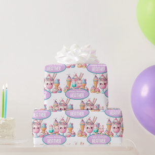 Papier Cadeau Cute Personnalisée IcePop été Anniversaire Filles