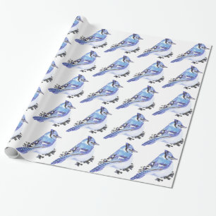 Papier Cadeau Cute Petite Aquarelle Bleu Jay Oiseau Nature Art