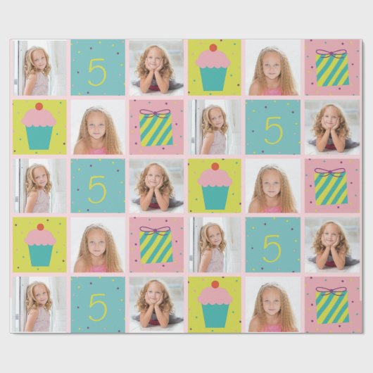 Papier Cadeau Cute photo Anniversaire Customisé papier d'envelop (Plat)