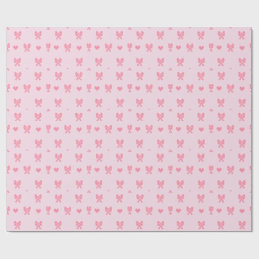 Papier Cadeau  Cute Pink Bows and Hearts Coque (Plat)