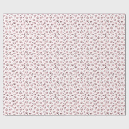 Papier Cadeau Cute Pink Kittens and Hearts Pattern for Kids (Plat)