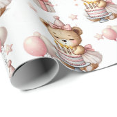 Papier Cadeau Cute Pink Teddy Bear Birthday Party Wrapping Paper (Coin rond)