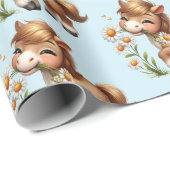 Papier Cadeau Cute Pony Mange Motif (Coin rond)