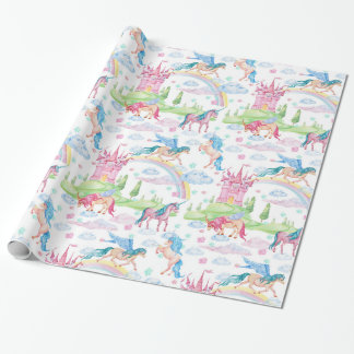 Papier Cadeau Cute Pony Unicorns Watercolor Motif