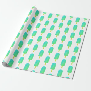 Papier Cadeau Cute Popsicles Motif Vert/Turquoise Ombre