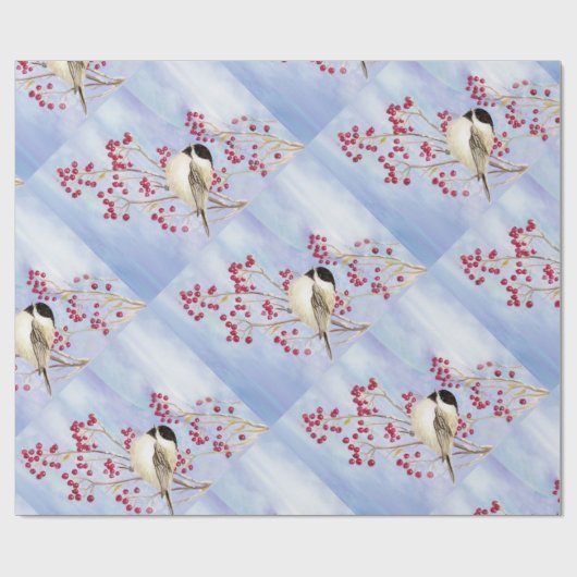 Papier Cadeau Cute poulet aux baies Aquarelle Oiseau art (Plat)