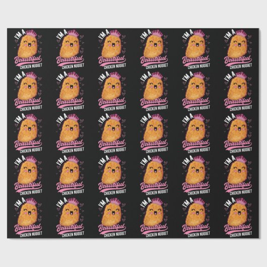 Papier Cadeau Cute poulet nugget fille en pied Queen (Plat)