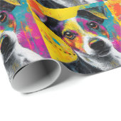 Papier Cadeau Cute Puppy Funny Dog Mixed Media Animal Pet (Coin rond)