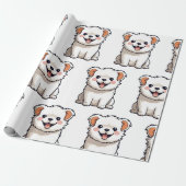 Papier Cadeau Cute Puppy Wrapping Paper – Seamless Dog Pattern (Déroulé)