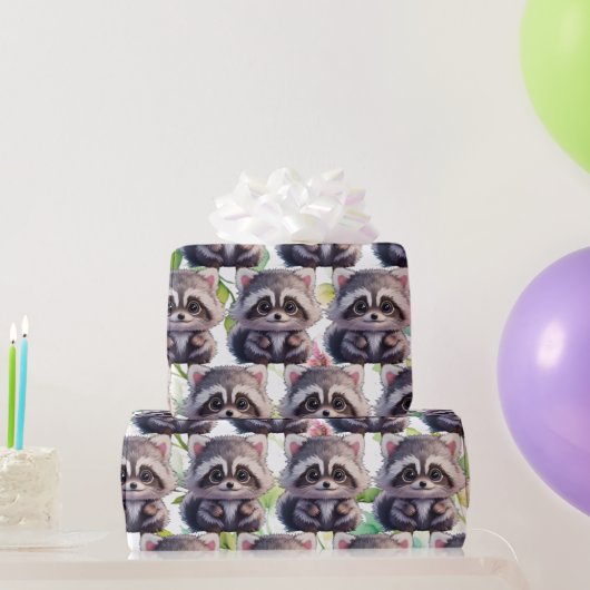 Papier Cadeau Cute raccoon animaux de forêt amis de forêt (Cadeaux de fête)