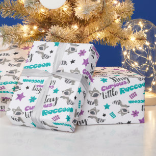 Papier Cadeau Cute Raccoon Motif