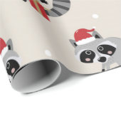 Papier Cadeau Cute Raccoon Motif de Noël (Coin rond)