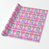 Papier Cadeau Cute Rainbow et Unicorn 4e anniversaire (Déroulé)