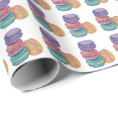 Papier Cadeau Cute Rainbow Macaroons In Watercolor (Coin rond)