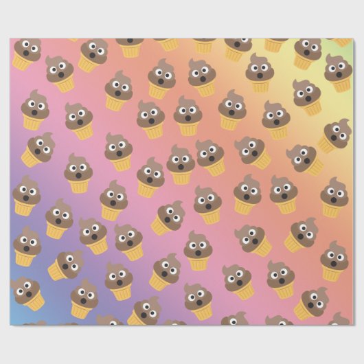 Papier Cadeau Cute Rainbow Poop Emoji Ice Cream Cone Motif (Plat)