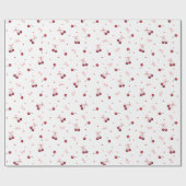 Papier Cadeau Cute Red Cherries Coeurs Bows (Plat)