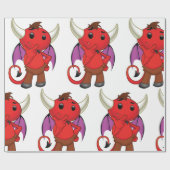 Papier Cadeau Cute Red Devil Character Thinking Mischievous (Plat)