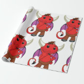 Papier Cadeau Cute Red Devil Character Thinking Mischievous (Déroulé)